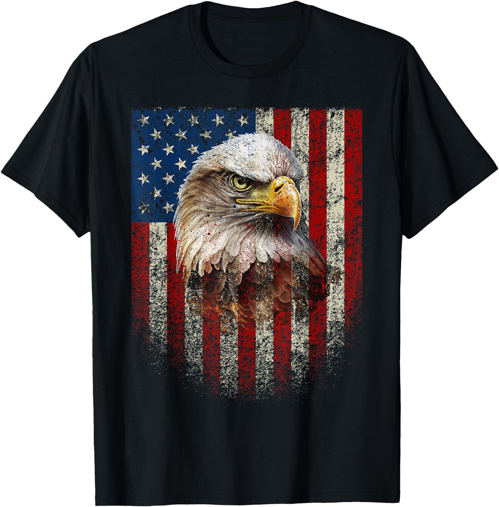 Handcrafted American Flag Bald Eagle Tee