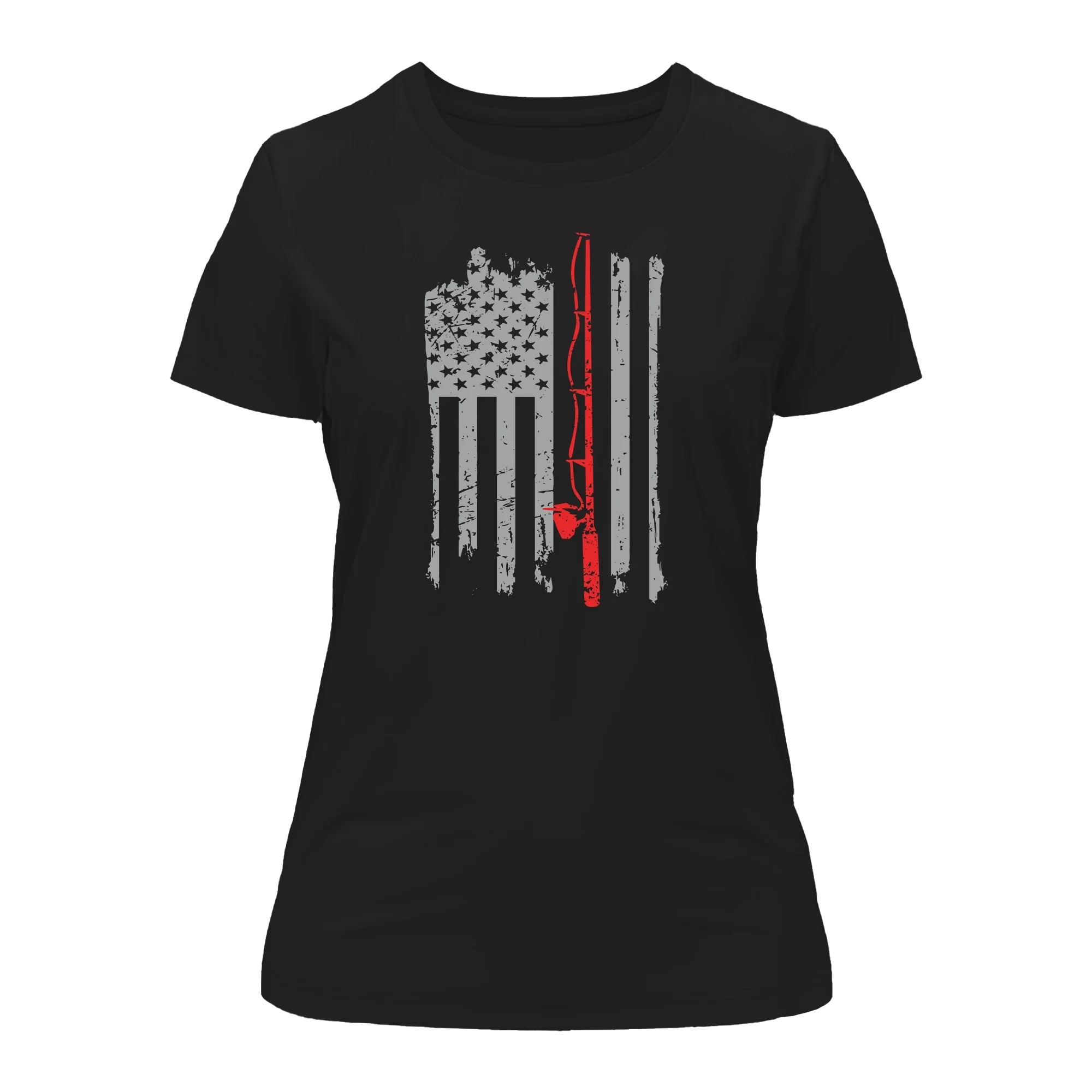 Fishing Rod American Flag Tee for Her