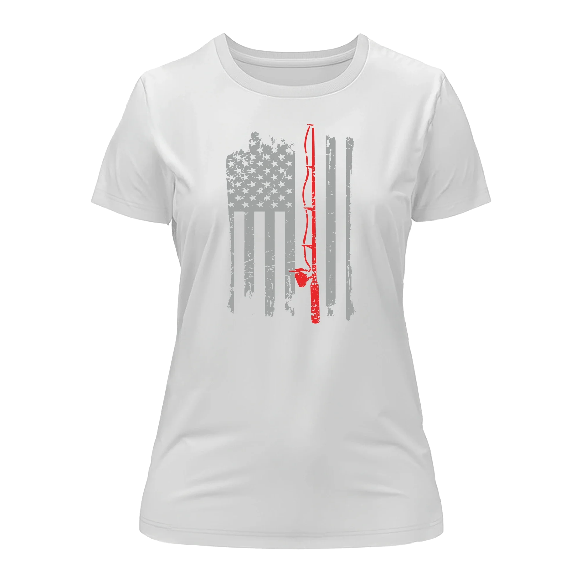Fishing Rod American Flag Tee for Her